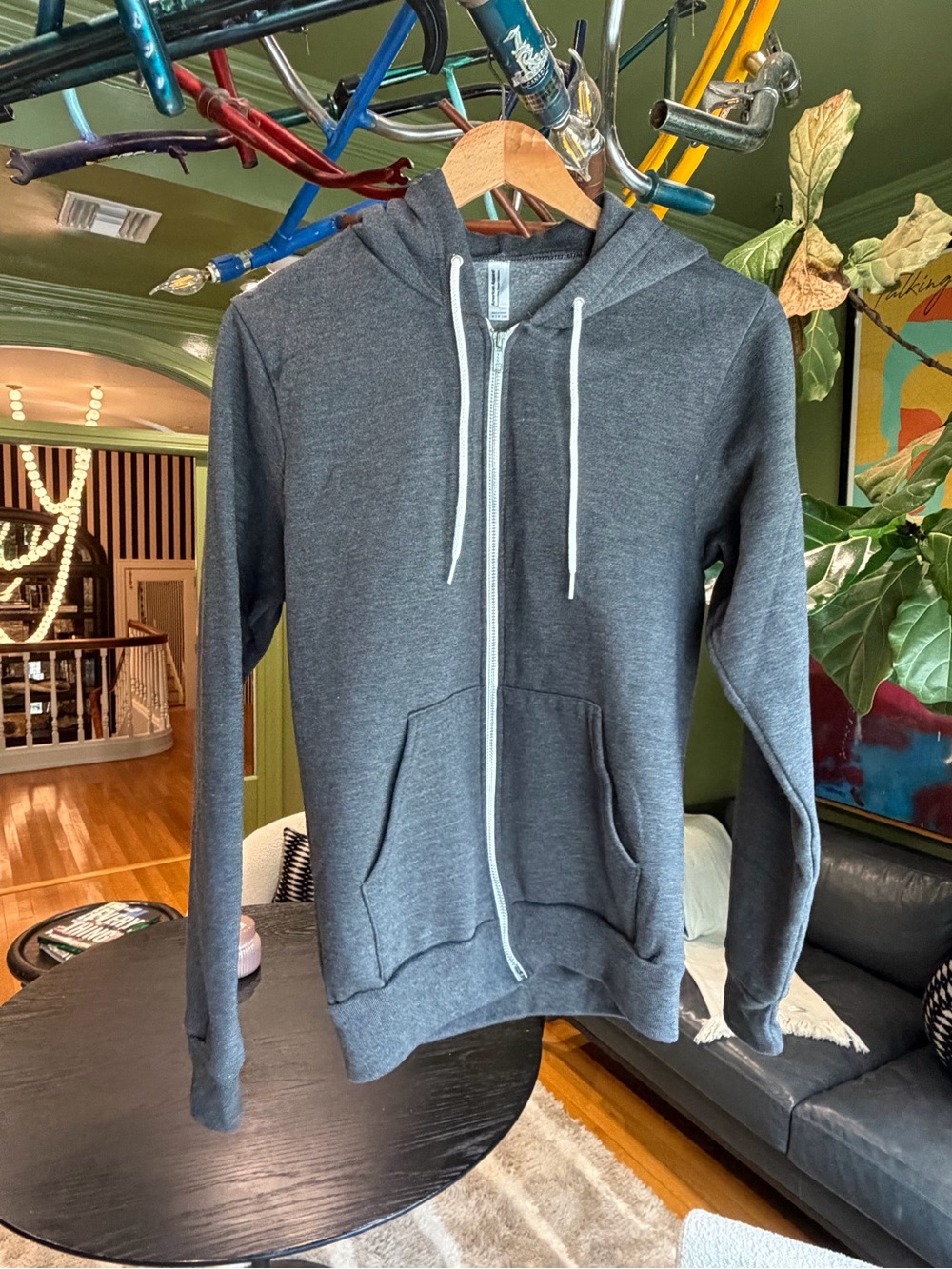 Unisex Charcoal Gray Zip-Up Hoodie Sweatshirt